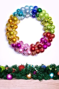 56cm Multicolour Shatterproof Bauble Wreath