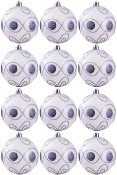 Hand Painted Shatterproof Bauble Design 20 (12 Pack)