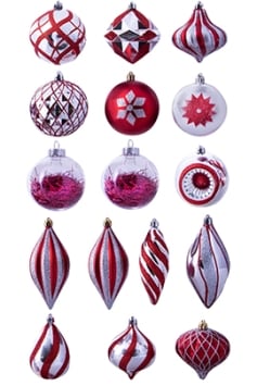 The Red & Silver Bauble 16pc Feature Set