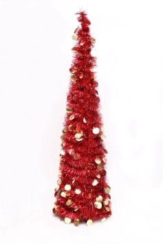 The 7ft Slim Red Tinsel Pop Up Christmas Tree