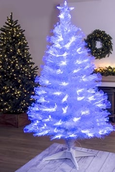 The 4ft White Blue Ripple Effect Fibre Optic Tree