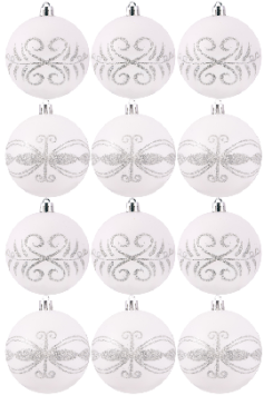 Hand Painted Shatterproof Bauble Design 7 (9-12 Pack)