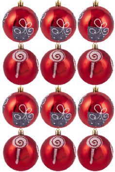 Hand Painted Shatterproof Bauble Design 8 (9-12 Pack)