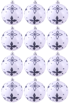 Hand Painted Shatterproof Bauble Design 19 (9-12 Pack)