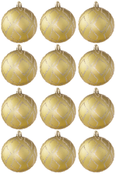 Hand Painted Shatterproof Bauble Design 23 (12 Pack)