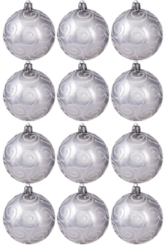 Hand Painted Shatterproof Bauble Design 38 (12 Pack)