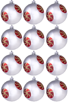 Hand Painted Shatterproof Bauble Design 39 (12 Pack)