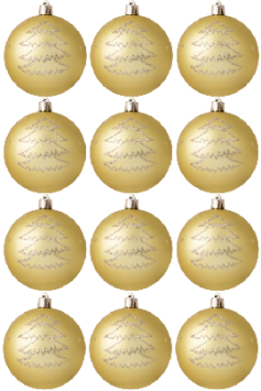 Hand Painted Shatterproof Bauble Design 24 (12 Pack)