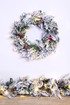 The Pre-lit 45cm Snowy Alpine Wreath